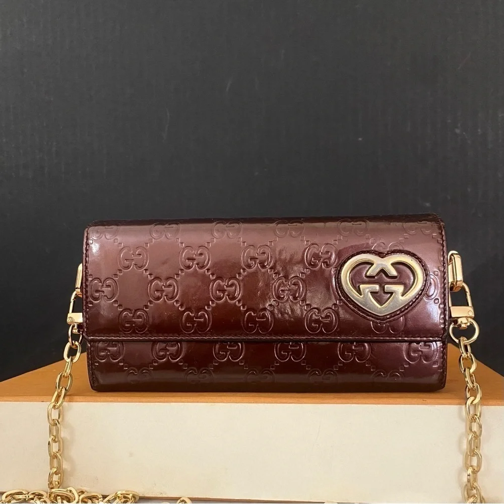 GUCCI GG Heart Patent Leather Wallet to Crossbody Bag 💼 - Picture 3 of 16